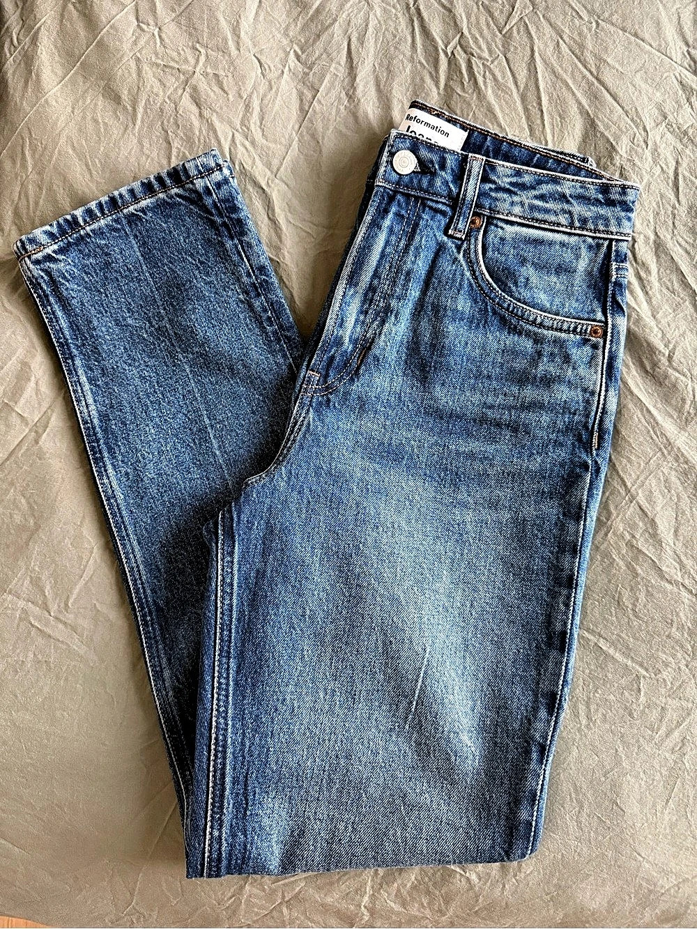 Reformation Liza Ultra High Rise Straight Jeans Blue Waist 27 - Picture 6 of 6